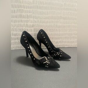BCBG Generation -  Black Suede Studded Leather Stiletto Women’s Heels Size 7.5